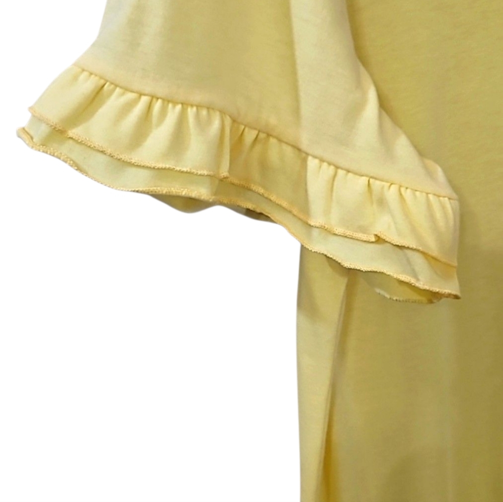 Women's Bright Yellow Double Ruffle Short Sleeve T-shirt Size XXL - Picture 3 of 10